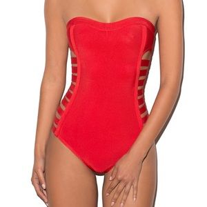 House of CB red bodysuit / one piece bikini